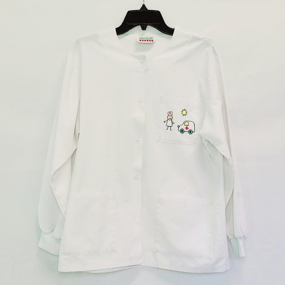 Apples for Life white long sleeve scrub top